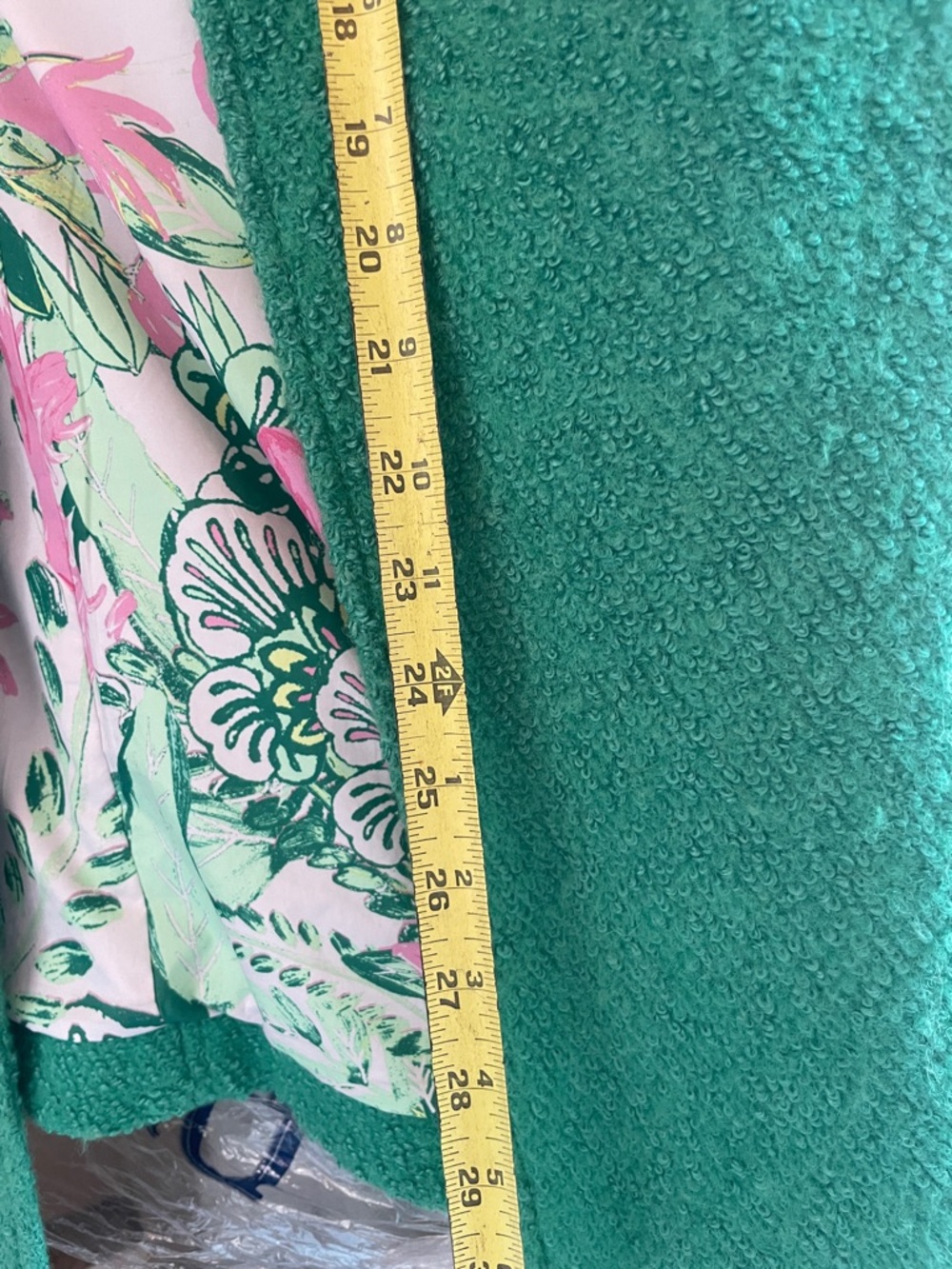 Women’s Green Bouclé Coat with Floral Lining - Picture 11 of 12